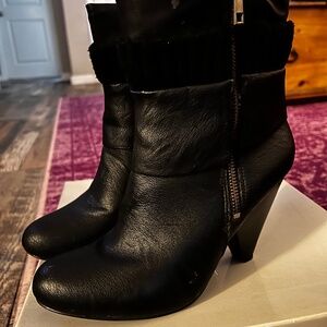 Sweater top leather boots